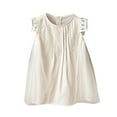 thumbnail image 2 of HOMADLES Toddler Girls Dress Lace Crewneck Ruffed Sleeveless Print Casual Princess Dress White 4 T, 2 of 8