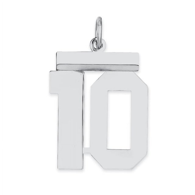 925 Sterling Silver Number 10 Necklace Pendant Charm Charms