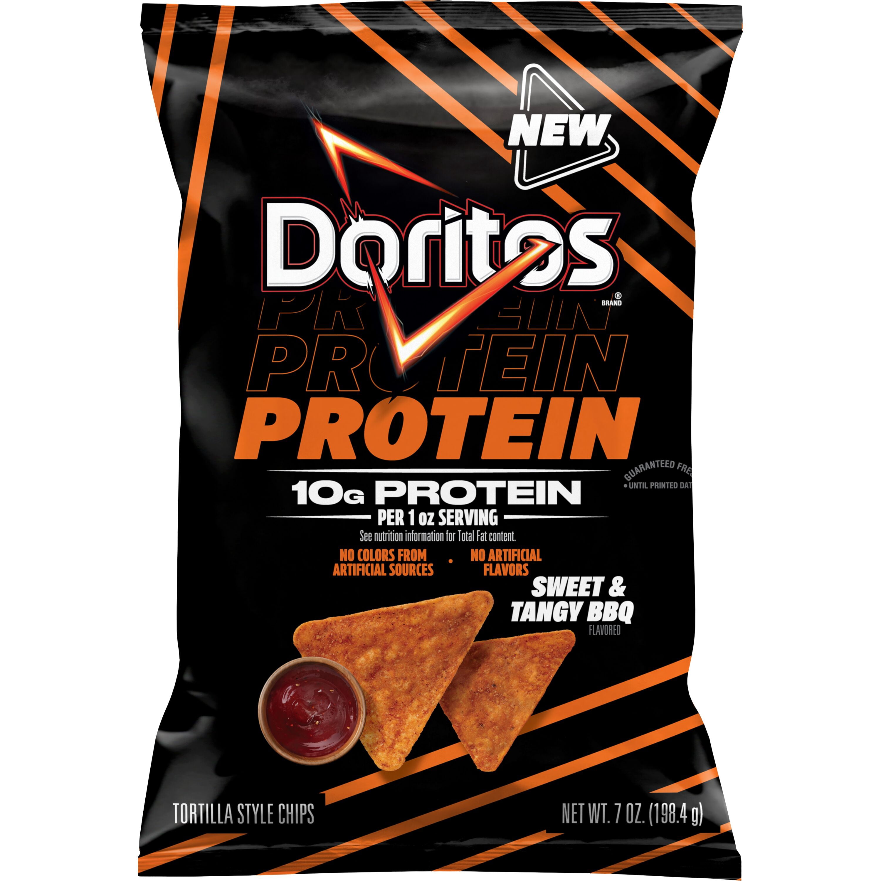 (3 pack) Doritos Protein Sweet & Tangy BBQ Tortilla Chips Bag, 7 oz