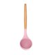 thumbnail image 2 of Juego de 6 cucharas soperas de silicona rosa con mangos de madera rústica 2 piezas, 2 of 5