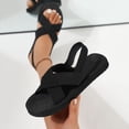 thumbnail image 6 of Wovix Women's Low Heel Sandals Open Toe Adjustable Elastic Strappy Lightweight Slippers Rubber Sole Comfortable Casual Summer Strappy Shoes Black 36, 6 of 9