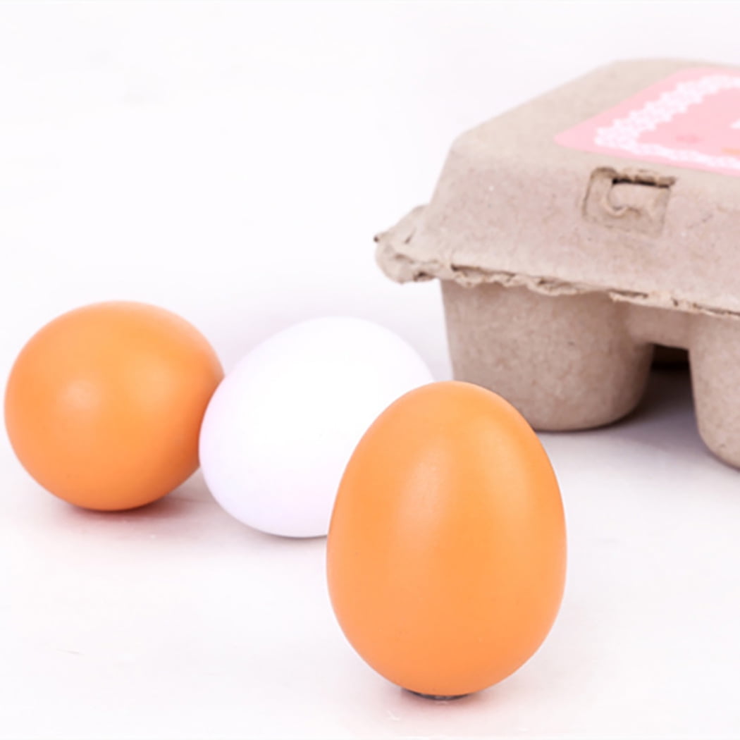 Preschool Educational Kid Pretend Play Toy Wooden Eggs Yolk Kitchen Food Gift 