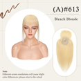 thumbnail image 4 of MY-LADY Clip In Remy Topper Hairpiece With Bangs Human Hair Clip On Toupee Wispy Bangs For Women Middle Part With Hair Loss Thinning Hair #613 Bleach Blonde, 4 of 8