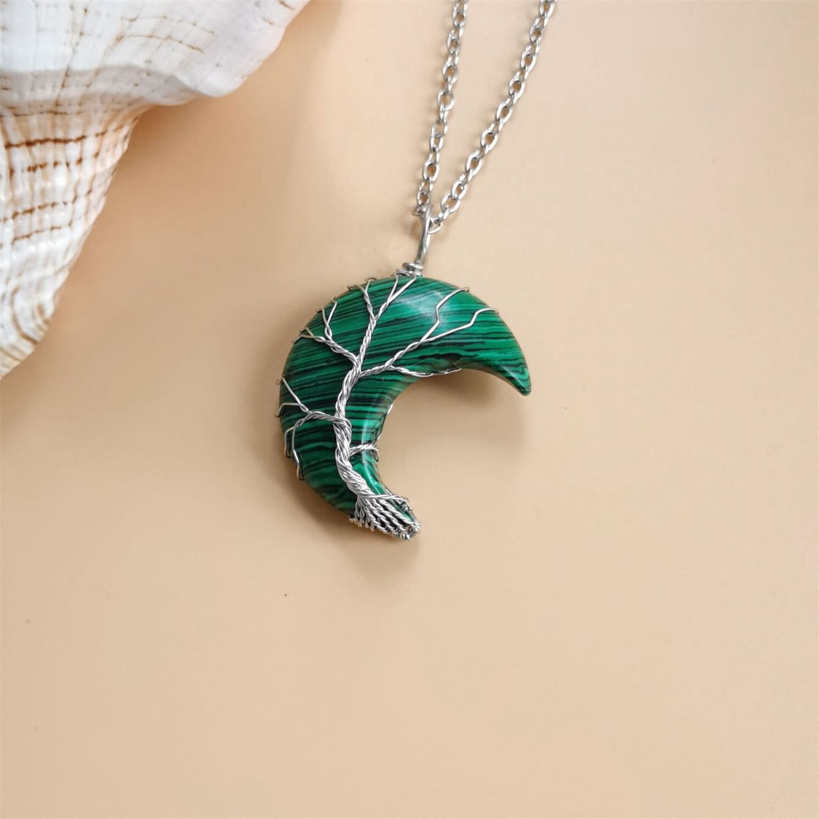 Chakra Healing Gemstone Tree of Life Charm Donut Pendant Chain Necklace Jewelry 