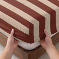 thumbnail image 3 of Twin XL Size Fitted Sheet Set - Oatmeal Tan Striped 2 Piece Bedding Sets 16" Deep Pocket Fitted Sheet with 1 Pillowcases, Farmhouse Country Minimalist Stripes Brushed Microfiber Hotel Bed Sheets, 3 of 9