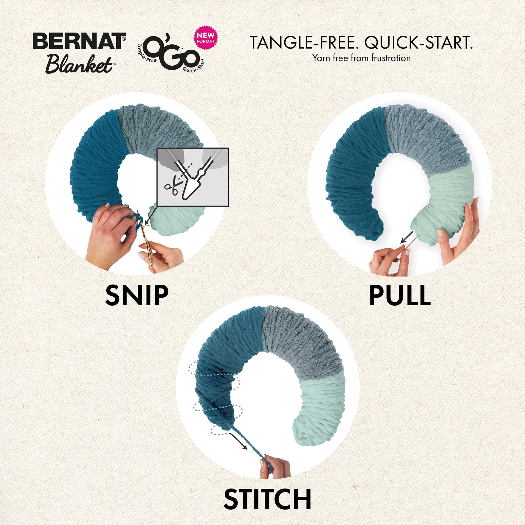 Bernat® Blanket™ O’Go™ #6 Super Bulky Polyester Yarn, Monochrome 10.5oz/300g, 220 Yards