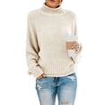 thumbnail image 1 of KZKR Womens Turtleneck Oversized Sweaters Batwing Long Sleeve Pullover Loose Chunky Knit Jumper, 1 of 4