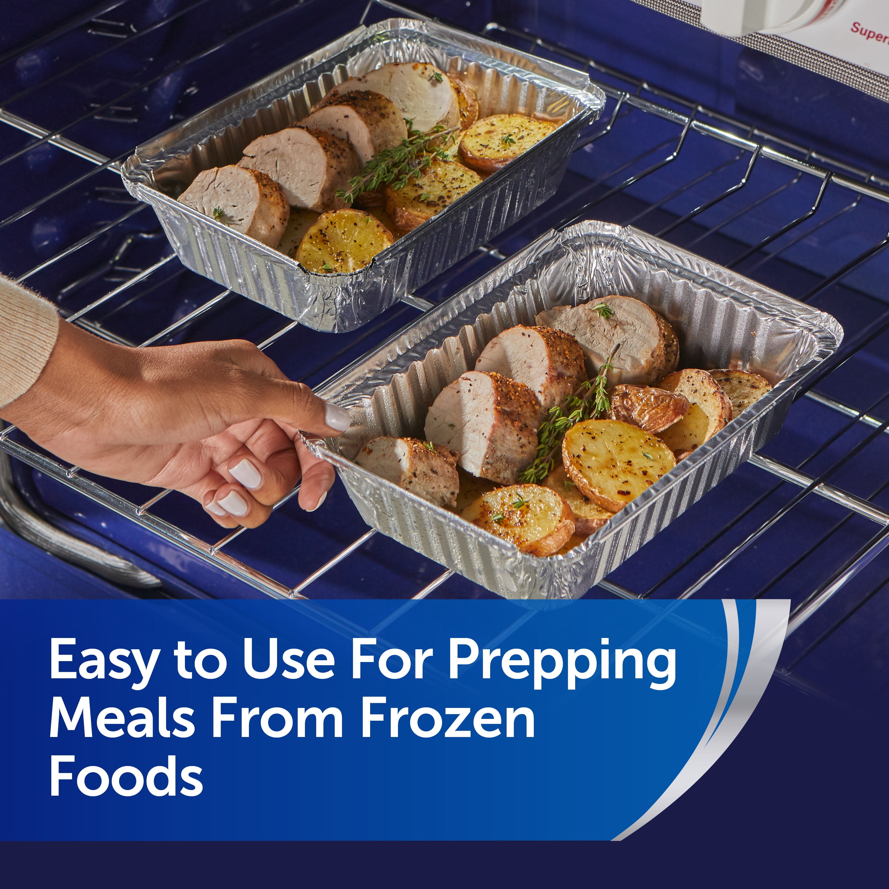 Reynolds Kitchens Aluminum Food Storage Containers with Oven-Safe Lids, 8 x 5.38 inch, 5 Count