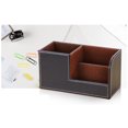 thumbnail image 3 of facefd Desk Organizer Leather Stylish Smooth Storage Box Durable Lightweight Multifunction Pen Holder Phone Business Office Black, 3 of 9