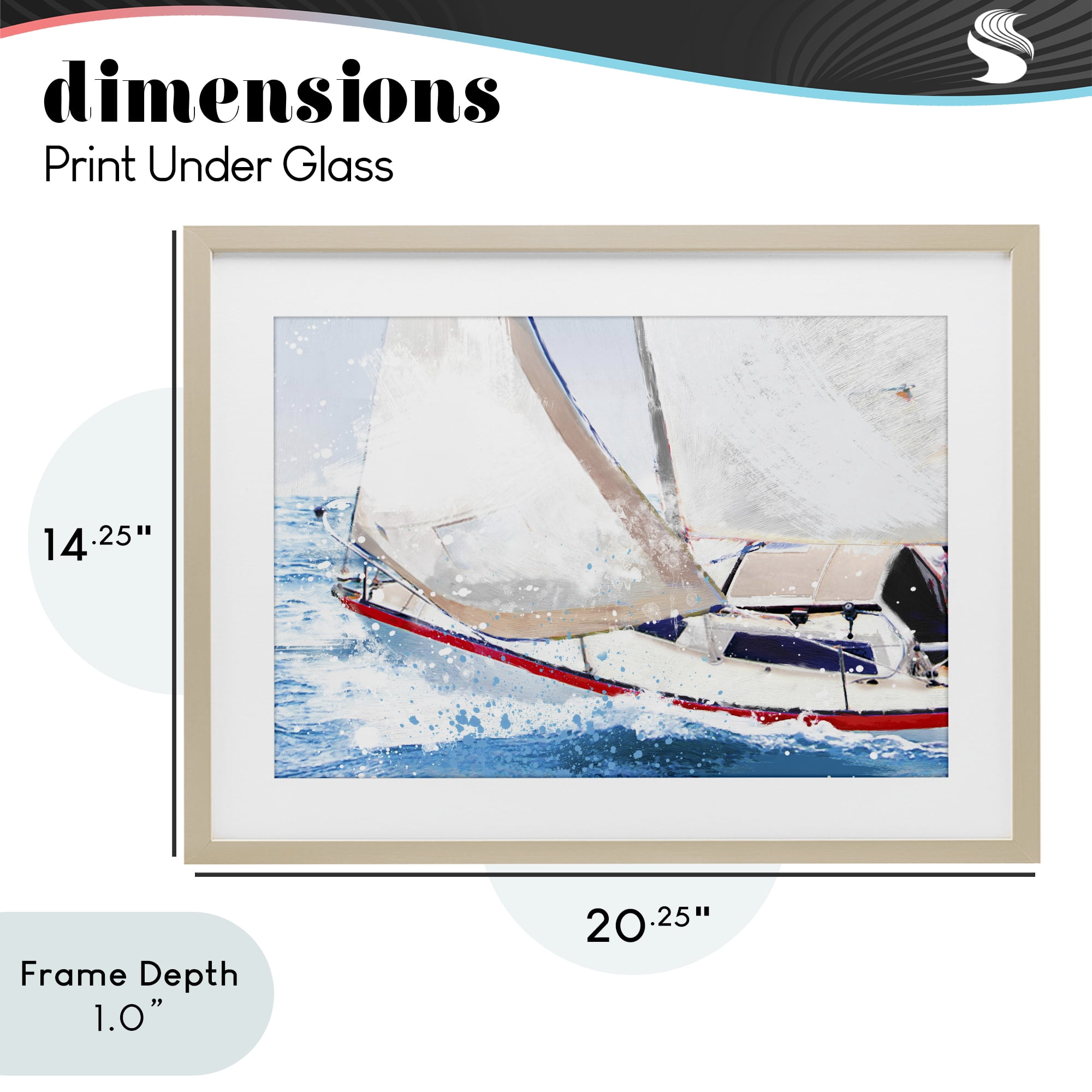 Stupell Industries Sailboat Racing Through Blue Waves Birch Framed Print Under Glass, design by Porter Hastings