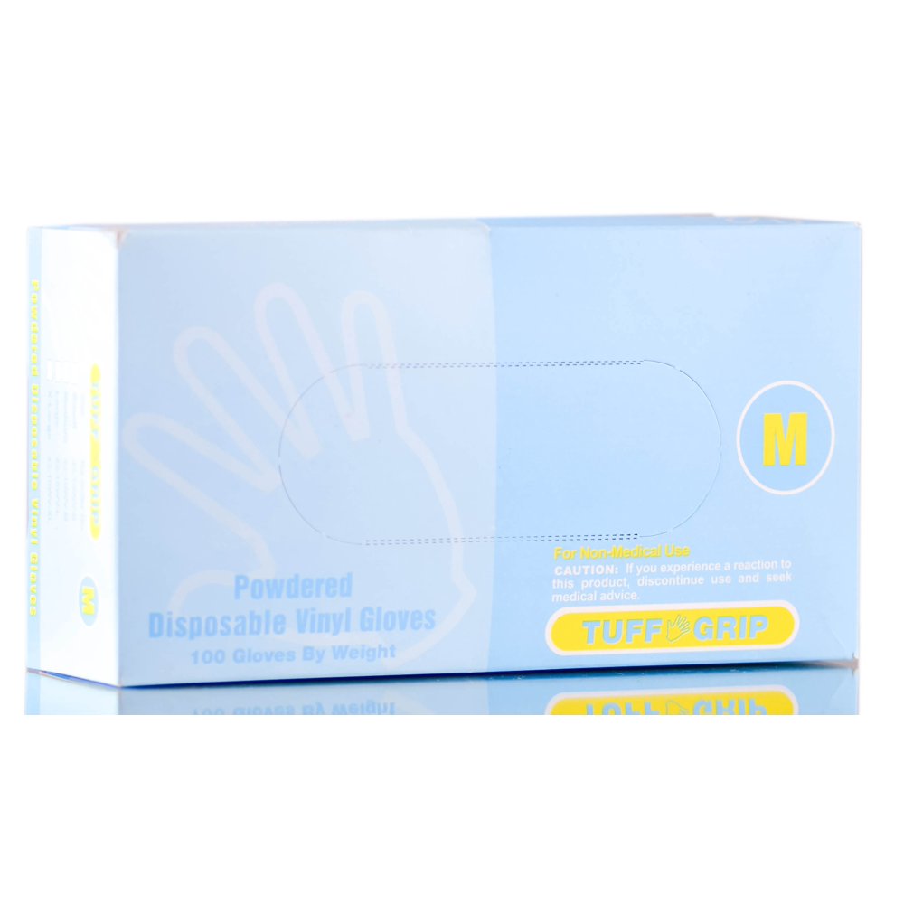 Tuff Grip Powdered Disposable Vinyl Gloves Medium