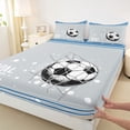 thumbnail image 3 of Feelyou Modern Soccer Sports Full Size Sheets for Kids, West Football Bed Sheets, Grey Blue Cartoon Theme Sheet Sets, Microfiber Bedroom Decor, 4 Pieces, 3 of 7