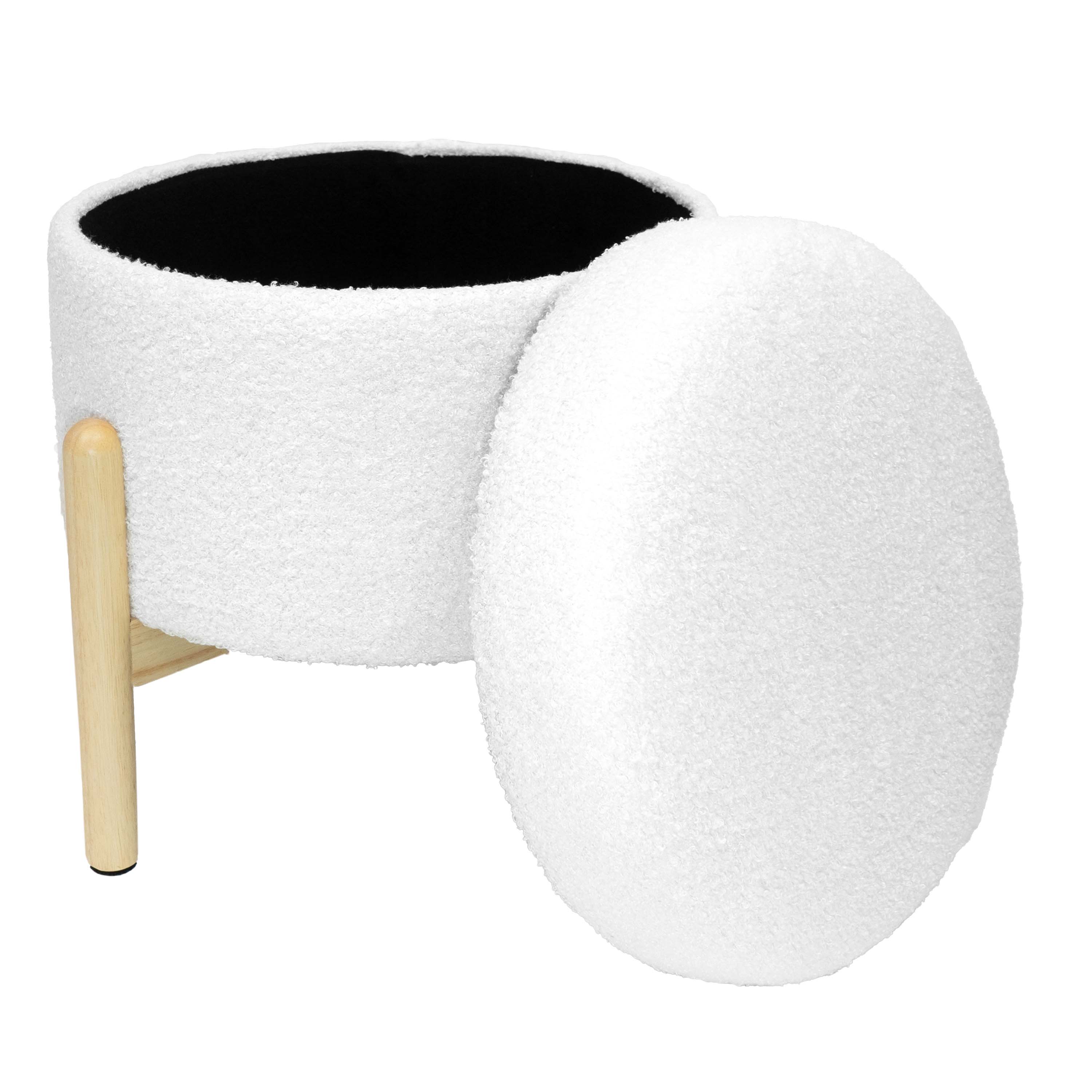 Mainstays Modern Dowel Storage Ottoman, Cream Boucle photo 5