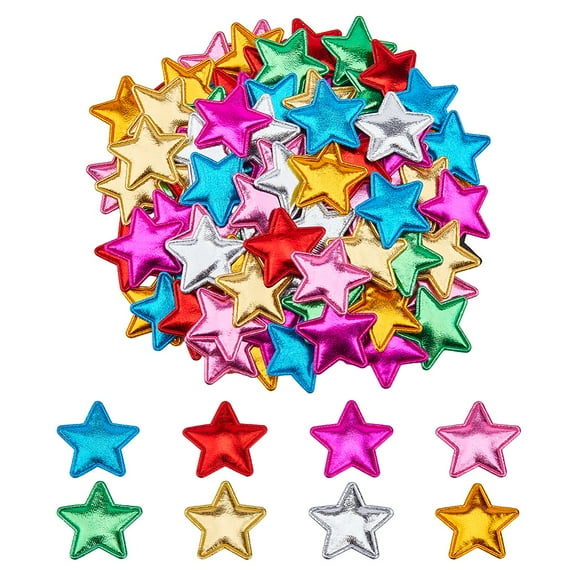 120pcs 8 colors Cloth Decorate for Kids DIY Hair Clips Make Star Ornament Accessories Mixed color 34x36x3.2mm 15pcs/color Cloth