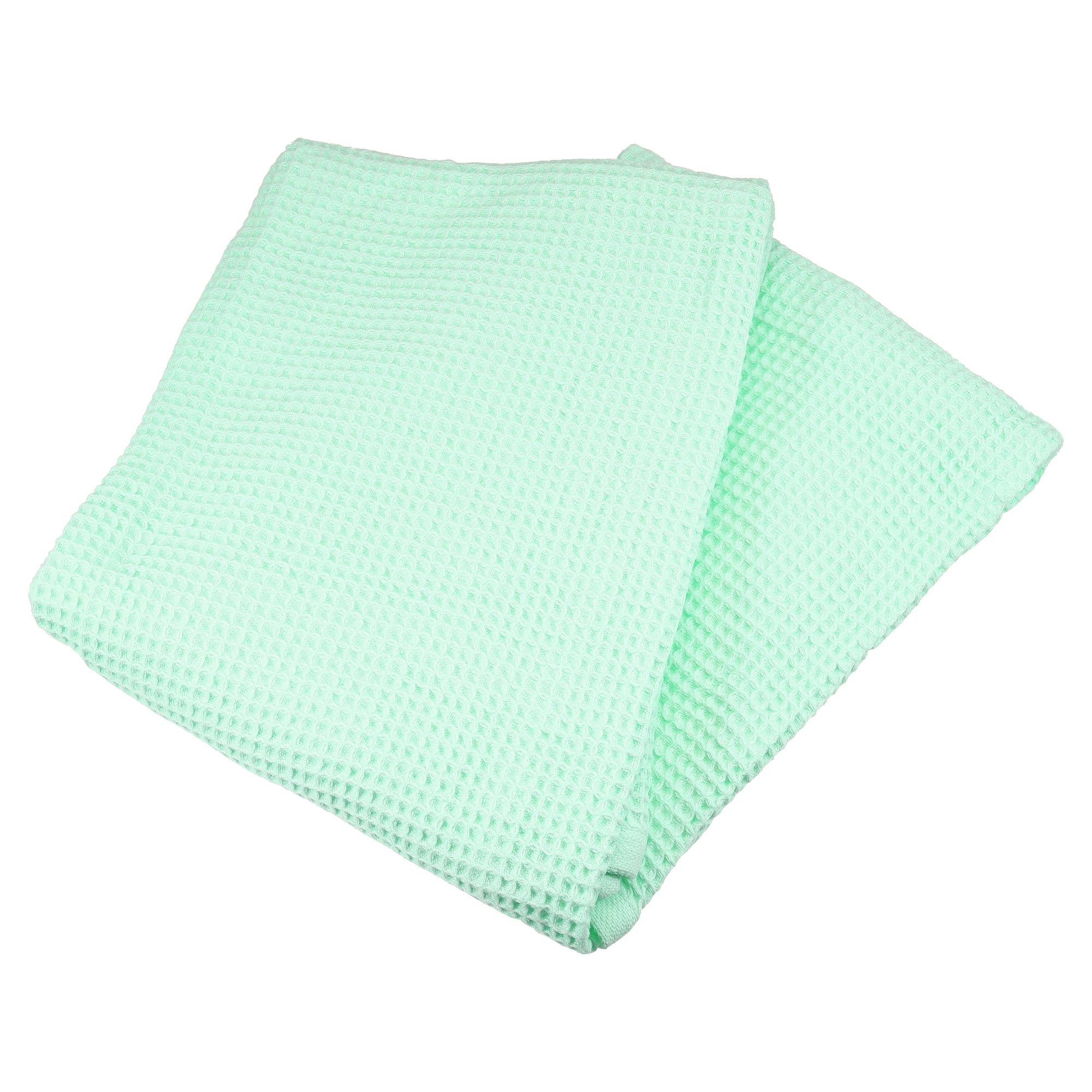 Unique Bargains 1Pc Waffle Weave Pattern Soft Absorbent Cotton Bath Towel Green 55.12''x27.56'' for Bathroom Shower