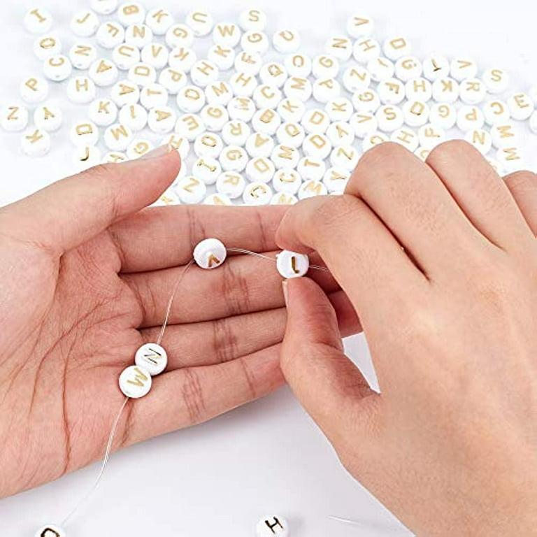 Flat Round Alphabet Beads Acrylic Transparent Letter Beads Jewelry Making  200pcs
