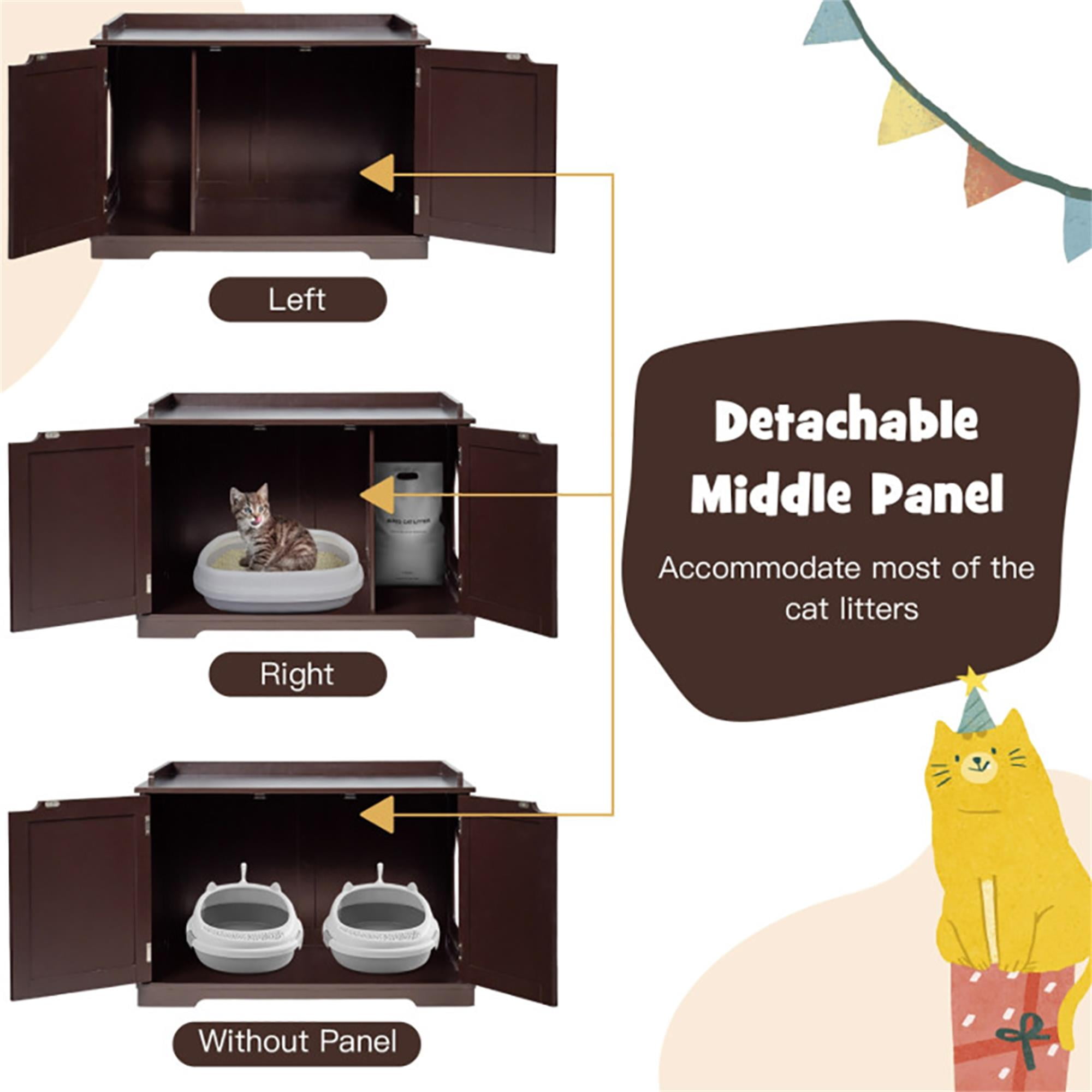 Kadyn 29" Cat Litter Box Enclosure with Double Doors for Large Cat and Kitty, Hidden Cat House Washroom Furniture, Brown