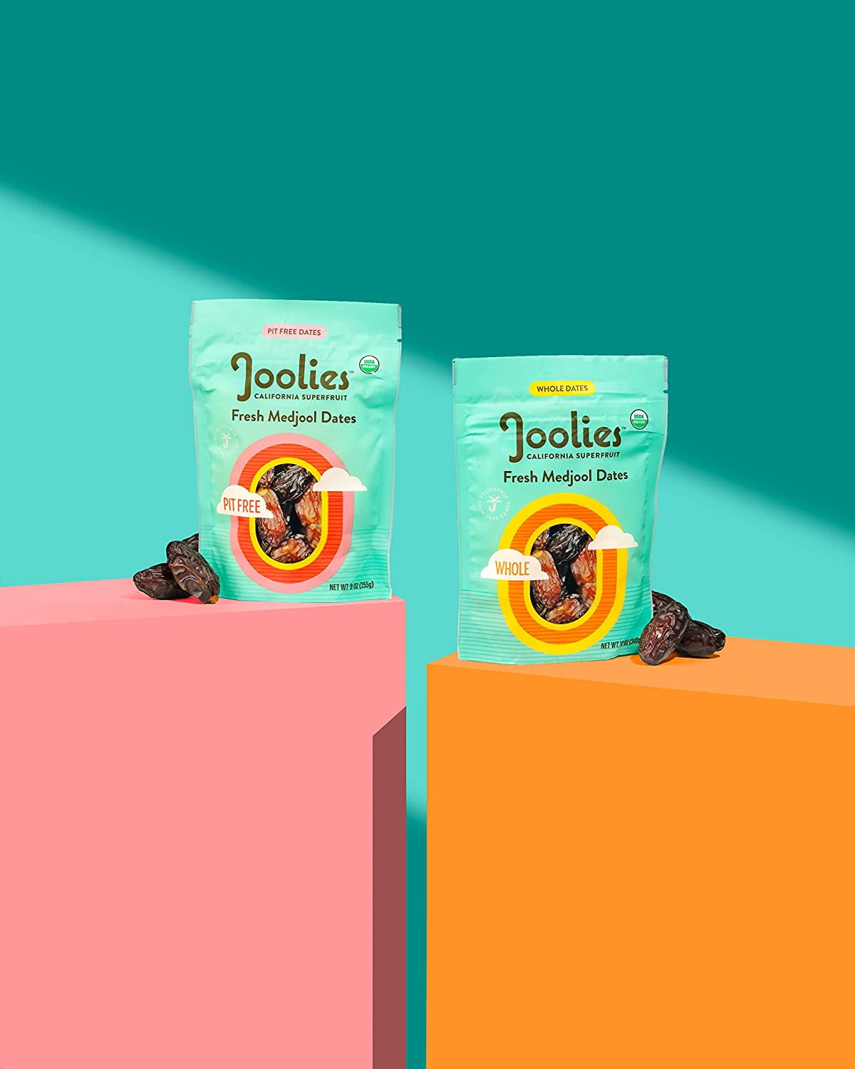 (3 pack) Joolies Organic Pit Free Medjool Dates, 9oz Pack - Fresh Dried Fruits