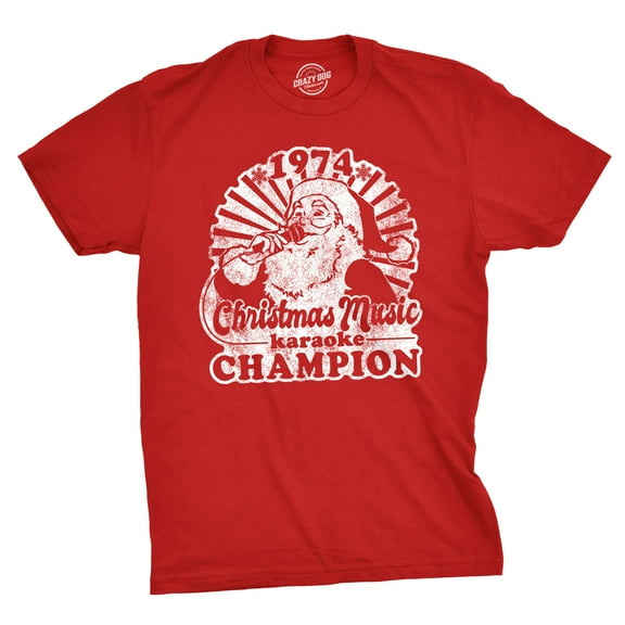 Mens 1974 Christmas Music Karaoke Champion T shirt Funny Vintage Graphic Tee Graphic Tees