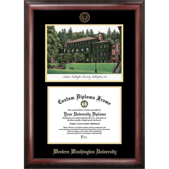 Campus Images WA997LGED Western Washington UniversityGold embossed diploma frame with Campus Images lithograph