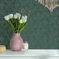 thumbnail image 5 of Tempaper Textured Damsel Metallic Teal Peel and Stick Damask Wallpaper, 20.5" x 16.5', 5 of 8