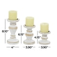 thumbnail image 4 of DecMode Farmhouse White Washed Wooden Curved Pillar Candle Holders Set of 3, 8", 6", 4"H Natural Distressed Finish, 4 of 13
