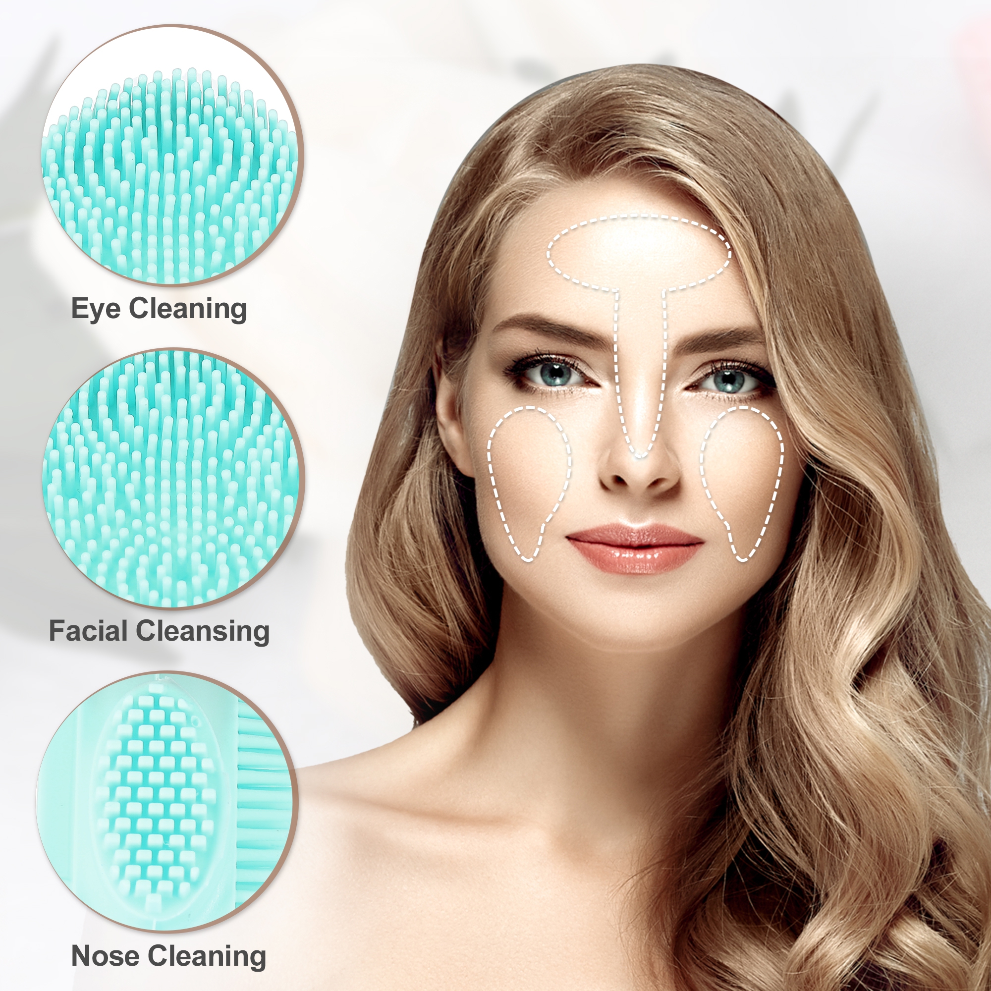 Unique Bargains Silicone Facial Cleansing Brush Handheld Scrubber for Skincare Green