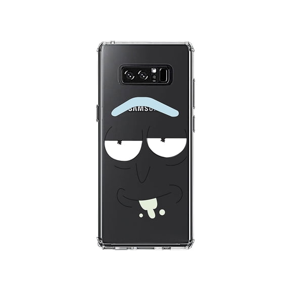 DistinctInk Clear Shockproof Hybrid Case for Samsung Galaxy Note 8 - TPU Bumper, Acrylic Back, Tempered Glass Screen Protector - "Wubba Lubba Dub Dub" Face