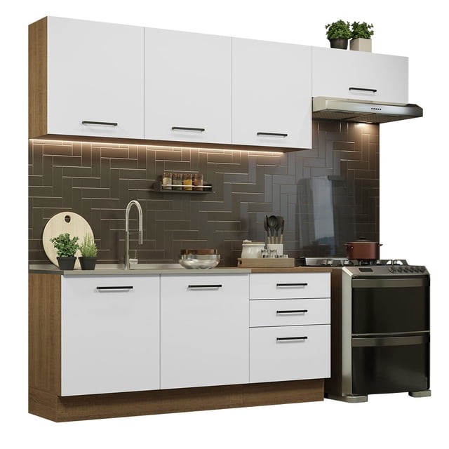 Cocina Integral 260cm Marrón/Blanco Agata Madesa