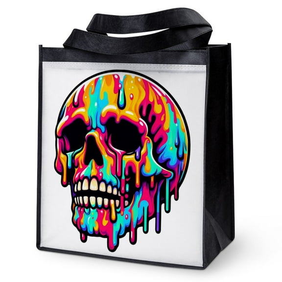 CafePress - Vibrant Melting Skull - 12"x 13", 100% Recycled, Reusable Grocery Bag