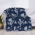 thumbnail image 3 of Honeii Dragon print throw blanket, crafted from cozy cotton flannel, offers versatile home decor as a bedding suitable for all seasons.-60"x50", 3 of 6