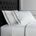 thumbnail image 2 of Melange Home Home Sweet Home Collection 600 Thread Count Cotton Rope Embroidery Bed Sheet Set Navy Twin, 2 of 5