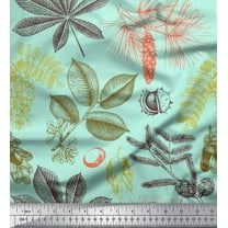 Soimoi Cotton Duck Fabric Spruce & Chestnut Leaves Fabric Prints By Yard 42 Inch Wide