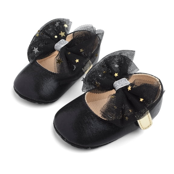 Baby Girls Moccasins Princess Sparkly Breathable Mary Jane Dressy Shoes Premium Lightweight Soft Sole Shoes Black Size 3 Infant