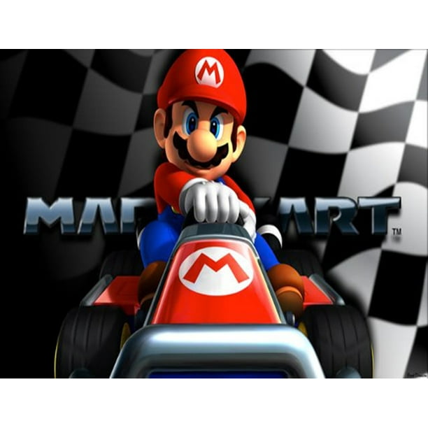 Super Mario Bros. Mario Kart Checkered Flag Edible Cake Topper Image ...