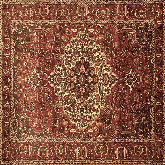 Ahgly Company Indoor Square Persian Brown Traditional Area Rugs, 5' Square