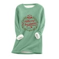thumbnail image 1 of Pntutb Hauts de Noël pour Femmes Liquidation Mode Féminine Impression de Noël Manches Régulières Hiver Ample Vacances Décontracté Col Rond Chemise Hauts, 1 of 2