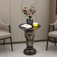 thumbnail image 6 of Leopard Head Accent Table, Animal Statue End Table with Faux Marble Top, Resin Sculpture Side Table for Living Room, Hallway, Boutique Display, Antique Brown, 6 of 8