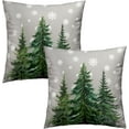 thumbnail image 2 of Grey Snowflake Trees Throw Pillow Covers Pack of 2, 18x18 Inch Xmas Tree Snow Winter Decorative Throw Pillowcases Farmhouse Holiday Pillow Cases Decoration for Sofa Couch, 2 of 6