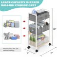 thumbnail image 2 of 2In1 Baby Diaper Caddy & 3-Tier Rolling Diaper Cart, Diaper Caddy Organizer Cart with Dividers, Metal Detachable Bedside Cart for Baby Nursery Essentials, Large Capacity, Easy to Assemble, White, 2 of 6