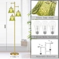 thumbnail image 2 of Gold Floor Lamp for Living Room,Bedroom,Tree 3 Light Standing Lamp Mid Century Modern Brass Tall Floor Lamps Vintage Retro Floor Lights Glass Green Flower Lamp Shade Farmhouse Boho Bohemian, 2 of 7