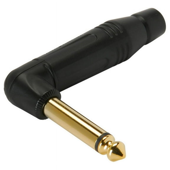 Amphenol ACPM-RB-AU 1/4" Mono Right Angle Phone Plug Connector Black with Gold Contacts