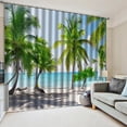 thumbnail image 3 of jifeng 2Pc/Set Window Bath Curtain Drape Shade with Hook - Scenery Theme Coconut Tree, 3 of 4
