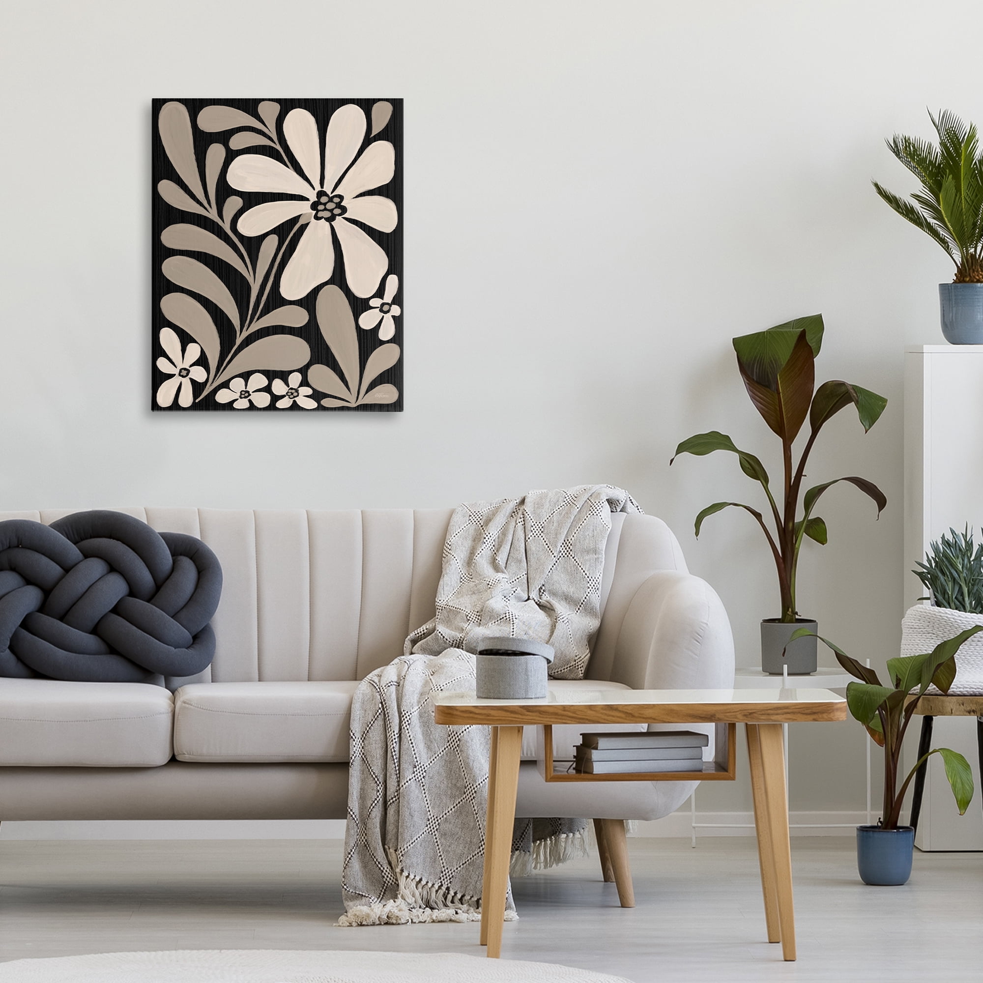 Stupell Industries Cream Modern Floral Canvas Wall Art design by Cat Thurman Designs, 20 x 16