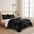 thumbnail image 5 of King Quilt Set 96''x106'', Abstract Style Lightweight Bedspread Coverlet Set with 2 Pillow Shams, Black Face Line Modern Character Art Breathable All Season Quilt Bedding for Bedroom/Guest Room, 5 of 9
