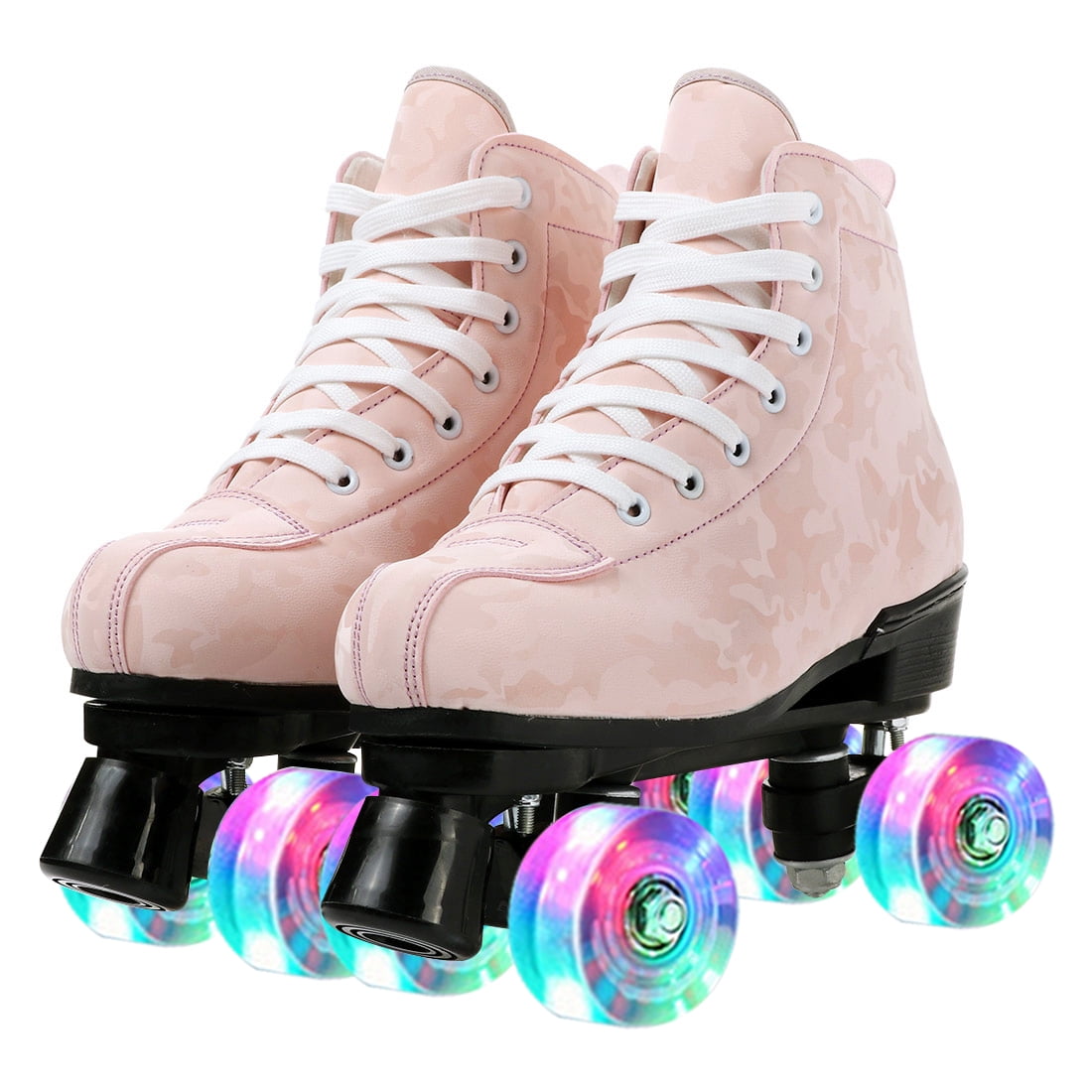 LIXI Pink Roller Skates,Double Row Light-up Skates for Kids, Teens  Adults,Durable PU Wheels(Women's 7.5/Men's 6.5)