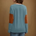 thumbnail image 6 of Oplxuo Women's Color Block Long Sleeve Tops Fall Dressy V Neck Blouses Business Casual Loose Tunic Shirts, 6 of 6