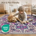 thumbnail image 4 of ODIKA 8'x10' Boho Tone Inspired Plum Magenta Pink Maximalist Purple Flowing Dynamic Washable Area Rug None for King Size Bedroom Under Bed, Master Suite, Non-Shedding, Easy Care, 4 of 7