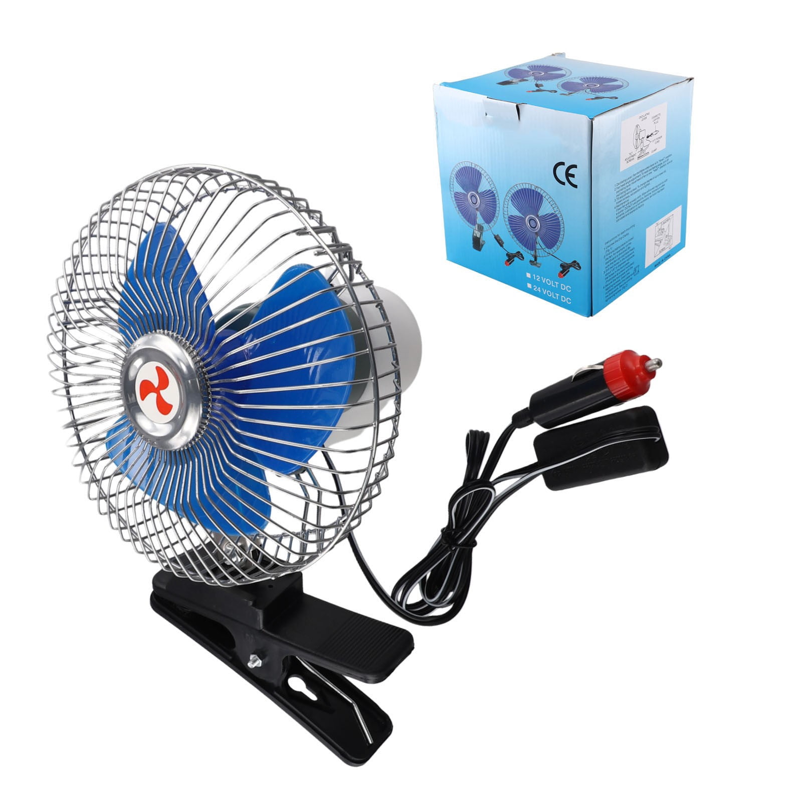 Huanke-12v24v Metal Car Fan Truck Shaking Head Electric Fan Silent Strong Wind Cooling