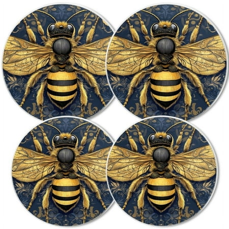 

Electric Stove Burner Covers Set of 4 White Round Cover for Gas Stovetop 8 and 10 Inch Detailed Illustration Of Elegant Bee